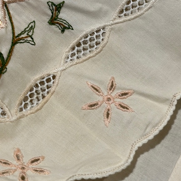 Set of valances and curtains. Cream with peach flowered embroidery pattern - Picture 7 of 7